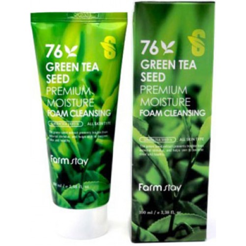 Farm Stay Green Tea Seed Premium Moisture Foam Cleansing — Пенка для умывания для всех типов кожи на основе экстракта зеленого чая 100мл