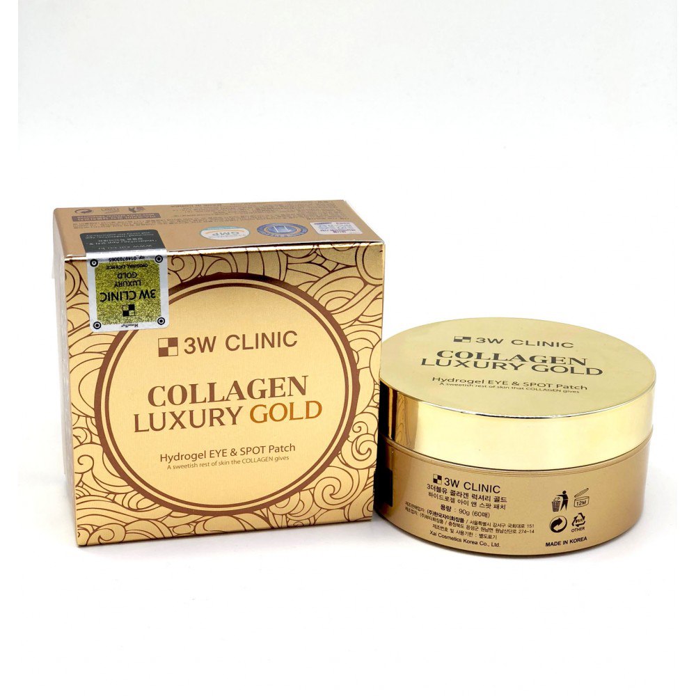 3W Clinic Collagen Luxury Gold Hydrogel Eye Patch 90g 60pcs — Гидрогелевые патчи под глаза на основе экстракта золота 90г 60шт