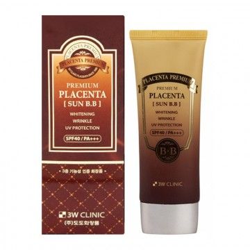 3W Clinic Premium Placenta Sun BB Cream SPF 40/PA+++ — Премиум солнцезащитный ББ крем с плацентой 70мл