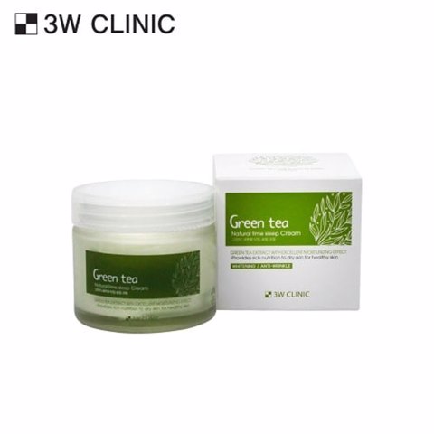 Увлажняющий крем с зеленым чаем 3W Clinic Green Tea Natural Time Sleep Cream 70 ml