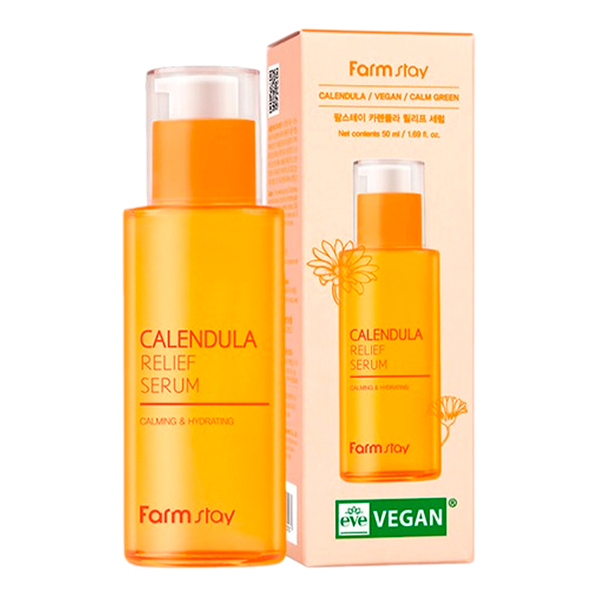 FARM STAY Успокаивающая сыворотка для лица с экстрактом календулы Calendula Relief Serum 50мл