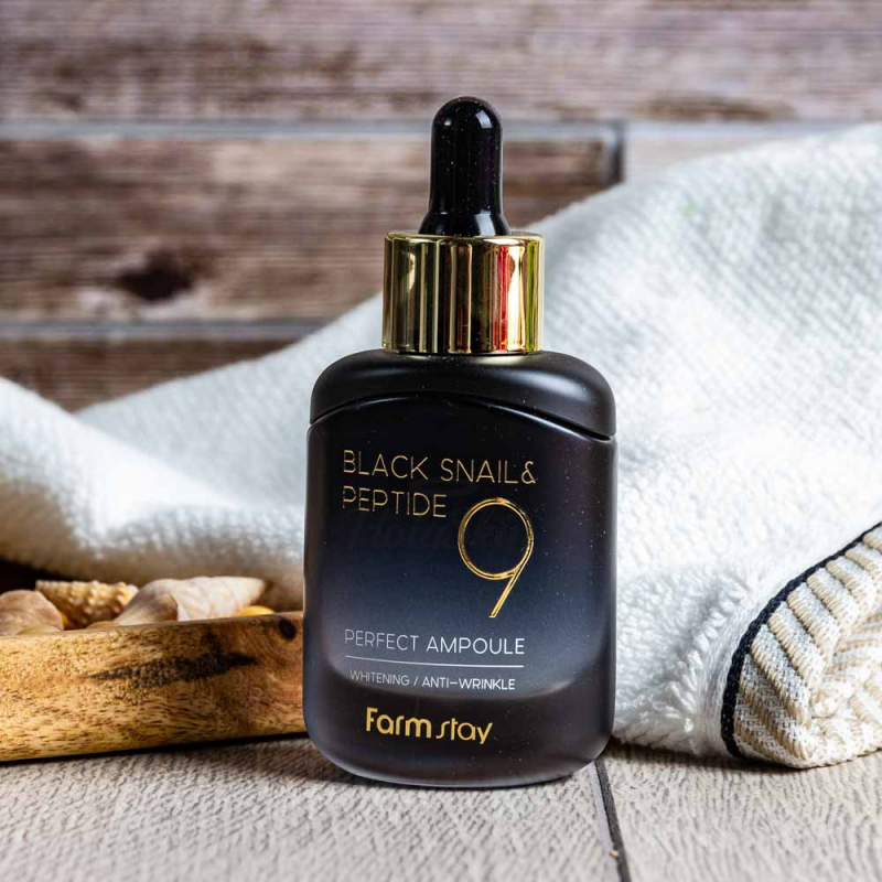 Ампульная сыворотка с пептидами FarmStay Black Snail & Peptide 9 Perfect Ampoule