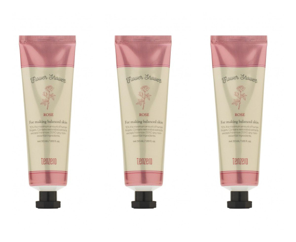 TENZERO Крем для рук и ногтей с ароматом розы Flower Shower Hand & Nail Cream Rose 50мл
